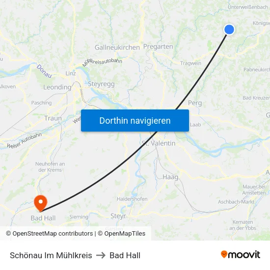 Schönau Im Mühlkreis to Bad Hall map