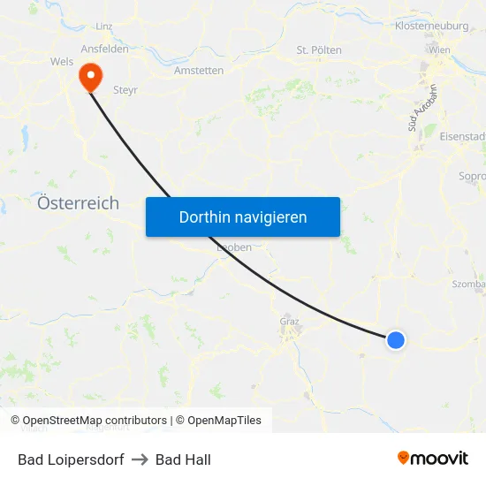 Bad Loipersdorf to Bad Hall map