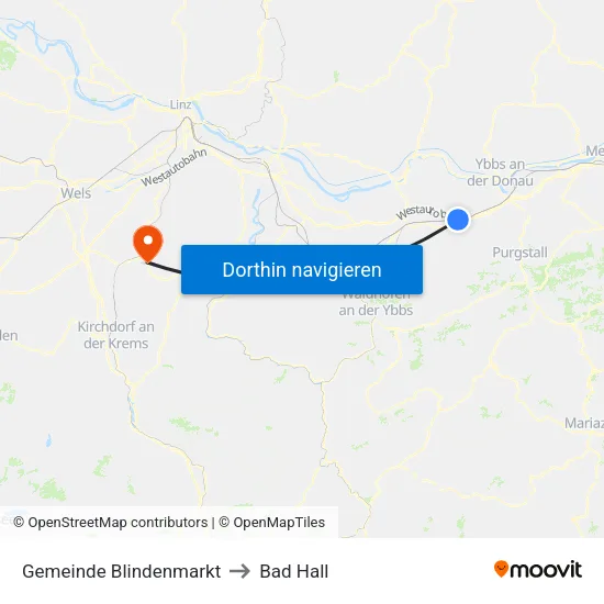 Gemeinde Blindenmarkt to Bad Hall map