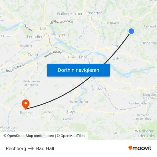Rechberg to Bad Hall map