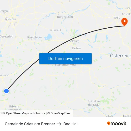 Gemeinde Gries am Brenner to Bad Hall map
