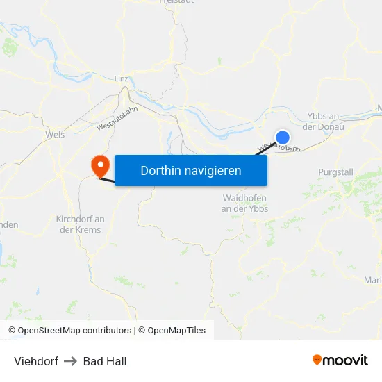 Viehdorf to Bad Hall map