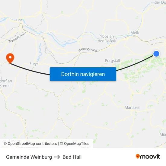 Gemeinde Weinburg to Bad Hall map