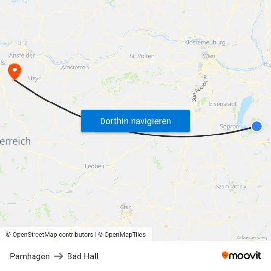 Pamhagen to Bad Hall map