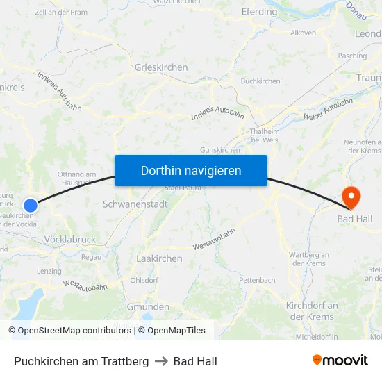 Puchkirchen am Trattberg to Bad Hall map