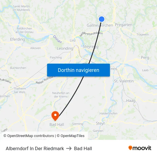 Alberndorf In Der Riedmark to Bad Hall map