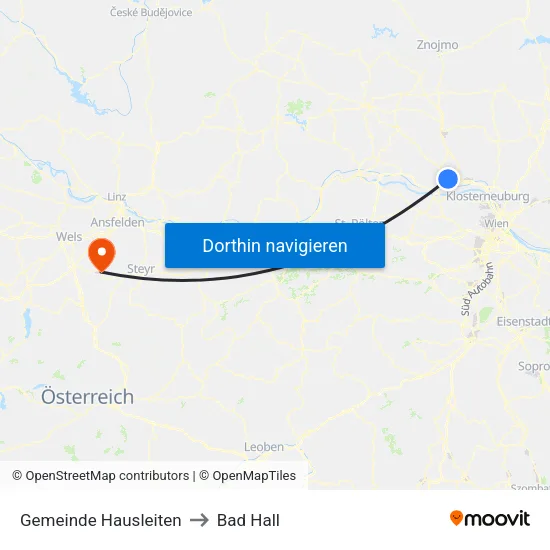 Gemeinde Hausleiten to Bad Hall map