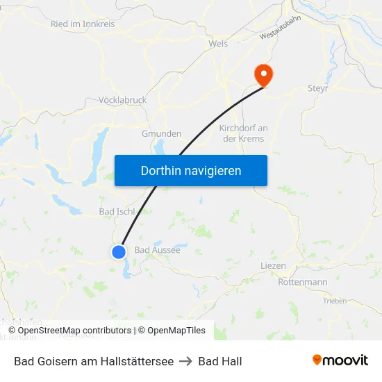 Bad Goisern am Hallstättersee to Bad Hall map