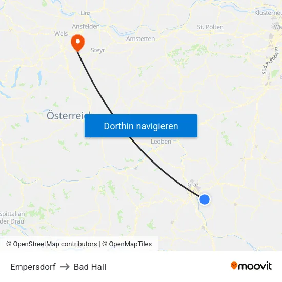 Empersdorf to Bad Hall map
