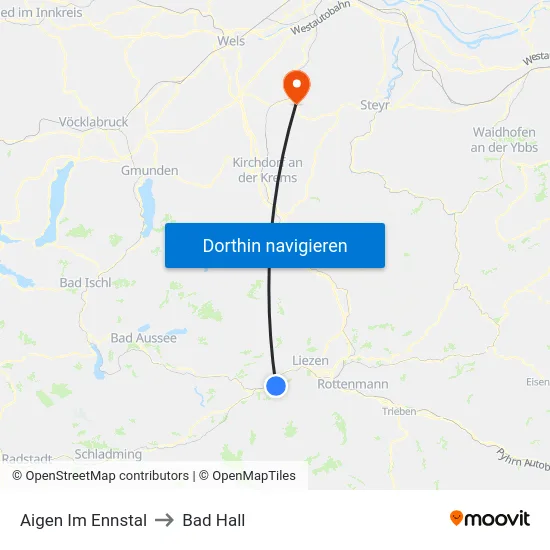 Aigen Im Ennstal to Bad Hall map