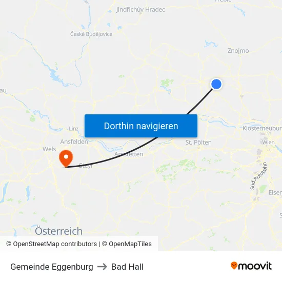 Gemeinde Eggenburg to Bad Hall map