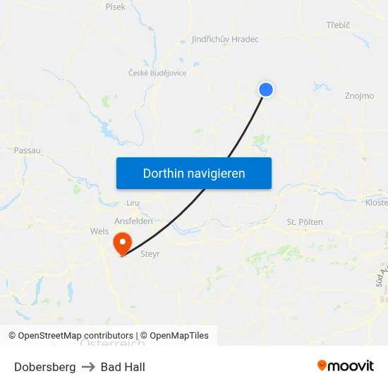 Dobersberg to Bad Hall map