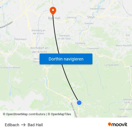 Edlbach to Bad Hall map