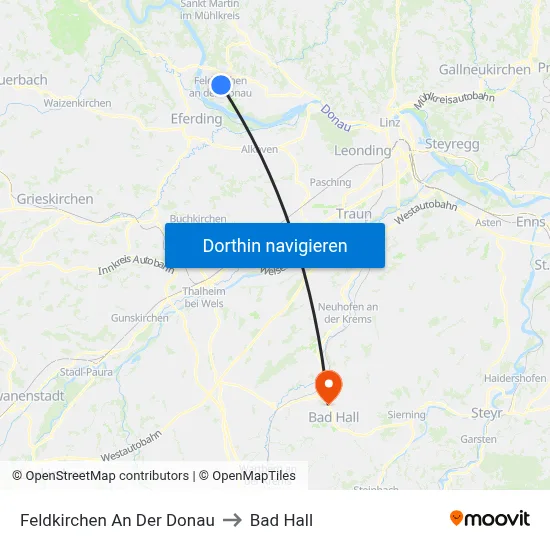 Feldkirchen An Der Donau to Bad Hall map