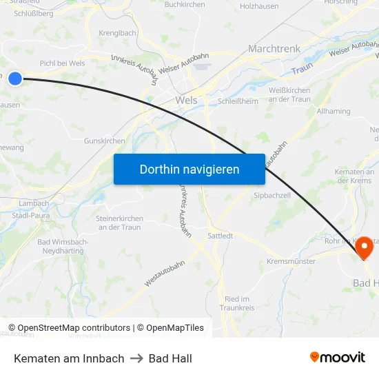 Kematen am Innbach to Bad Hall map