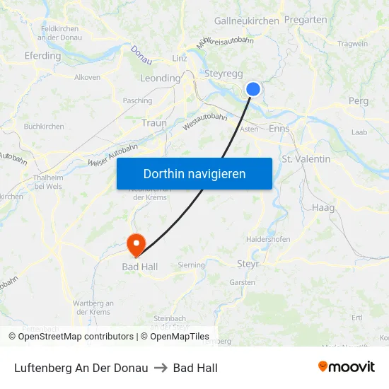 Luftenberg An Der Donau to Bad Hall map