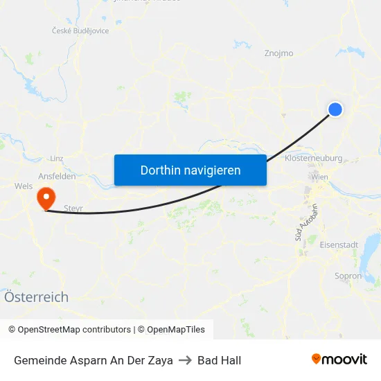 Gemeinde Asparn An Der Zaya to Bad Hall map