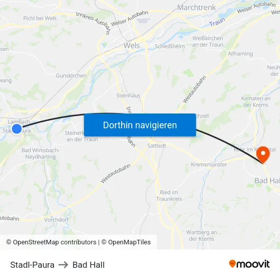 Stadl-Paura to Bad Hall map