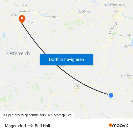 Mogersdorf to Bad Hall map