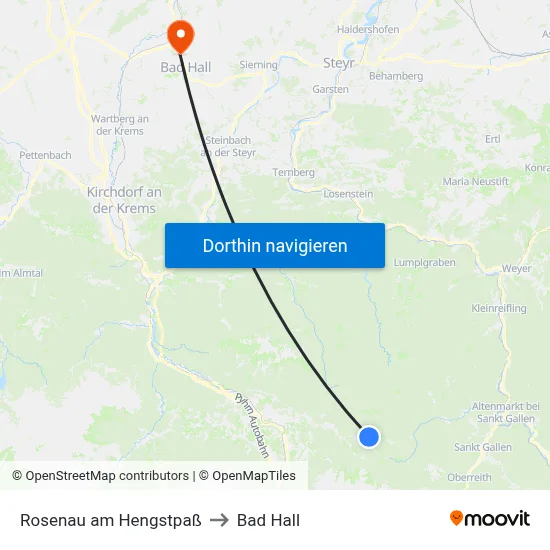 Rosenau am Hengstpaß to Bad Hall map