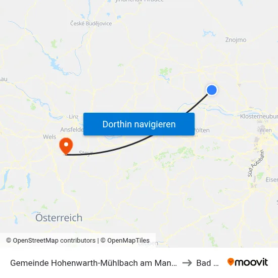 Gemeinde Hohenwarth-Mühlbach am Manhartsberg to Bad Hall map