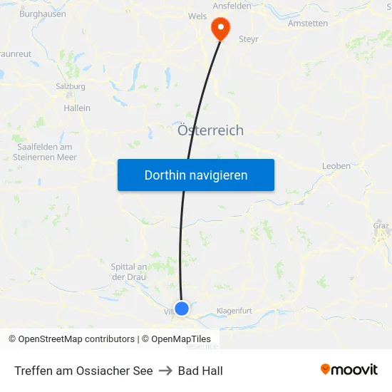 Treffen am Ossiacher See to Bad Hall map