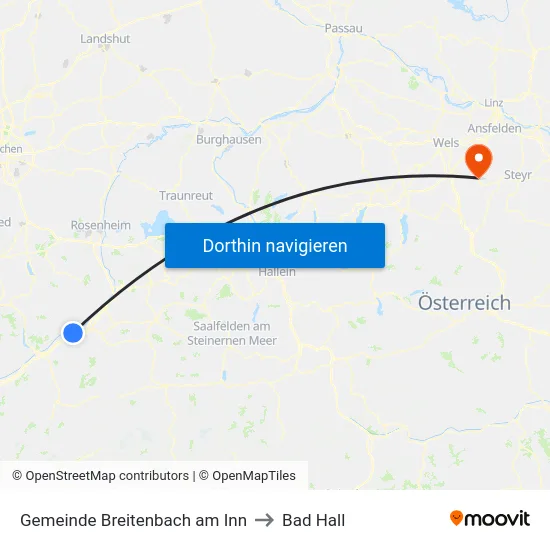 Gemeinde Breitenbach am Inn to Bad Hall map