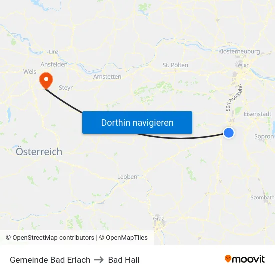 Gemeinde Bad Erlach to Bad Hall map