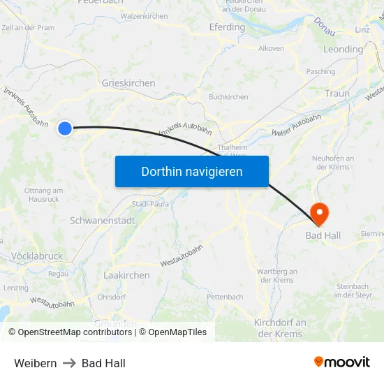 Weibern to Bad Hall map