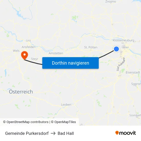 Gemeinde Purkersdorf to Bad Hall map