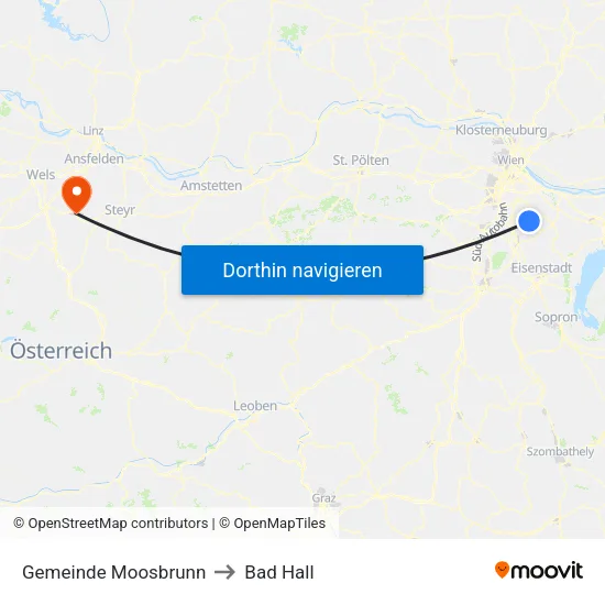 Gemeinde Moosbrunn to Bad Hall map