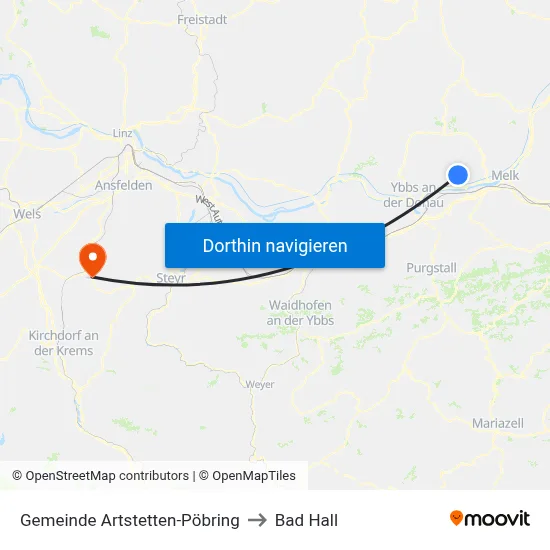 Gemeinde Artstetten-Pöbring to Bad Hall map