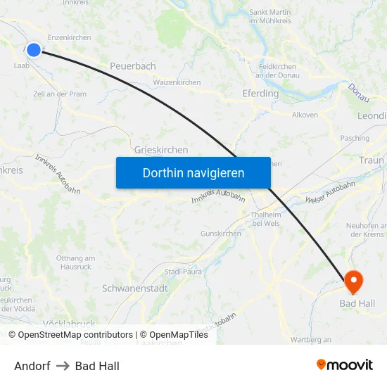 Andorf to Bad Hall map