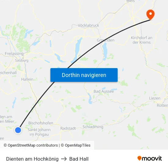 Dienten am Hochkönig to Bad Hall map