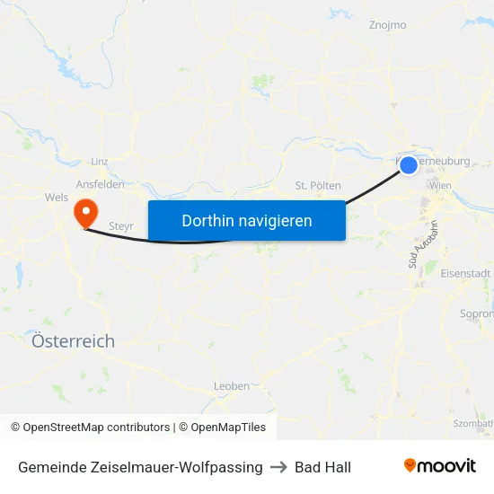 Gemeinde Zeiselmauer-Wolfpassing to Bad Hall map