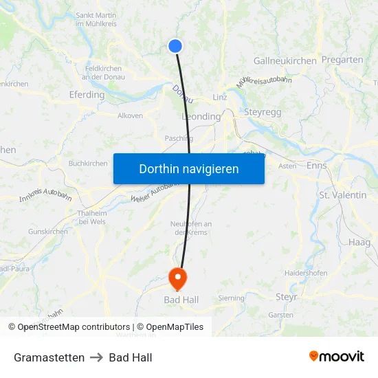 Gramastetten to Bad Hall map