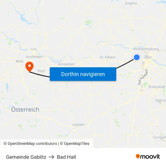 Gemeinde Gablitz to Bad Hall map