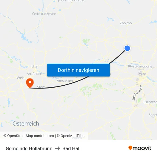 Gemeinde Hollabrunn to Bad Hall map