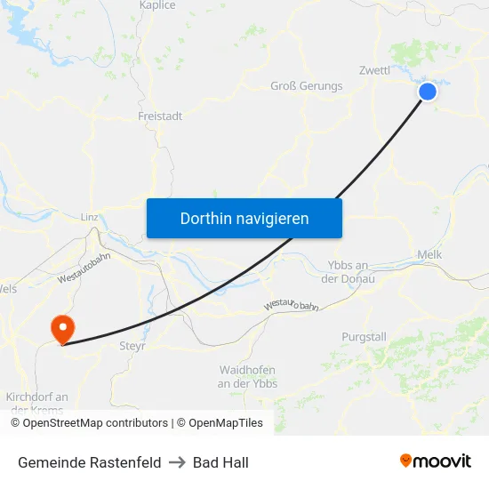 Gemeinde Rastenfeld to Bad Hall map