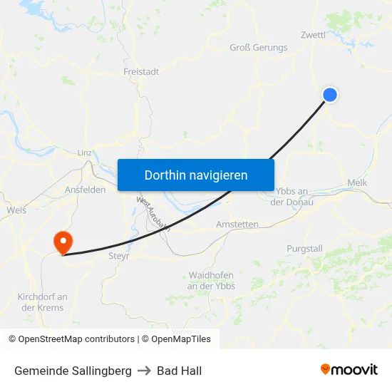 Gemeinde Sallingberg to Bad Hall map