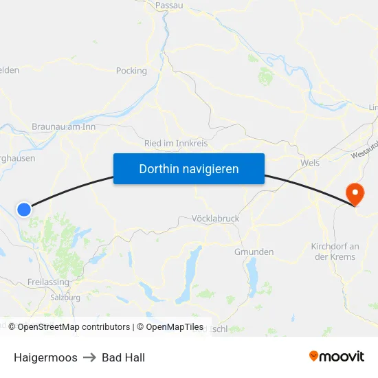 Haigermoos to Bad Hall map