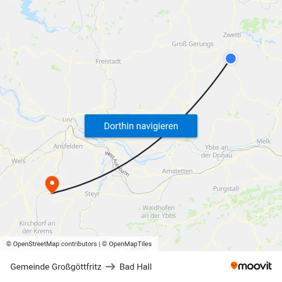 Gemeinde Großgöttfritz to Bad Hall map