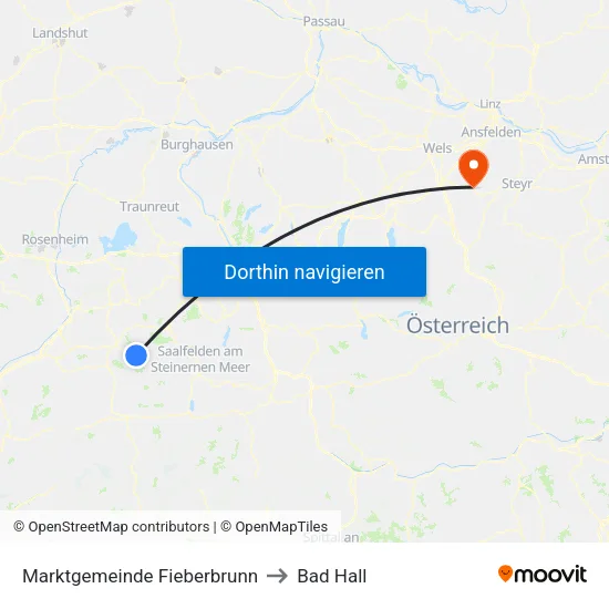 Marktgemeinde Fieberbrunn to Bad Hall map