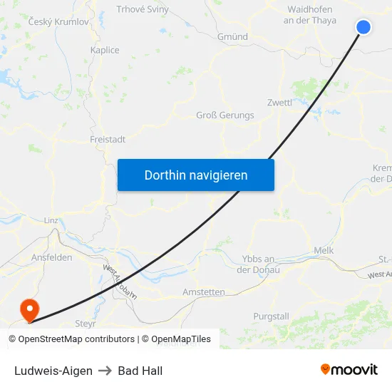 Ludweis-Aigen to Bad Hall map
