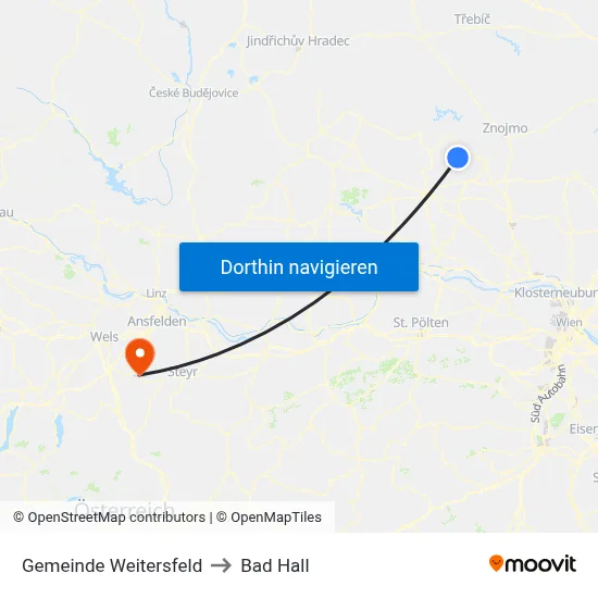 Gemeinde Weitersfeld to Bad Hall map