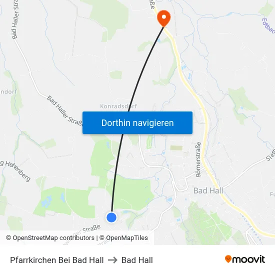Pfarrkirchen Bei Bad Hall to Bad Hall map