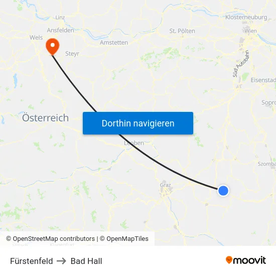 Fürstenfeld to Bad Hall map