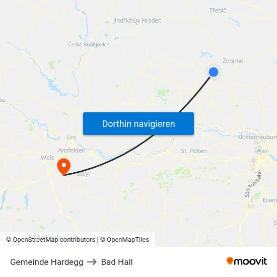 Gemeinde Hardegg to Bad Hall map