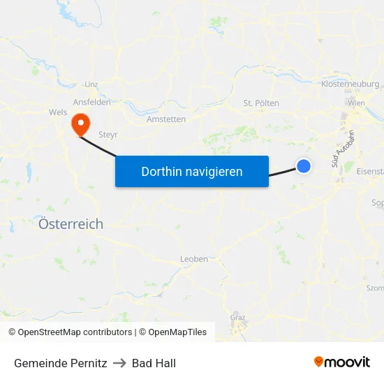 Gemeinde Pernitz to Bad Hall map