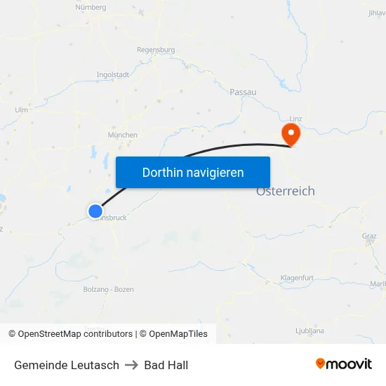 Gemeinde Leutasch to Bad Hall map